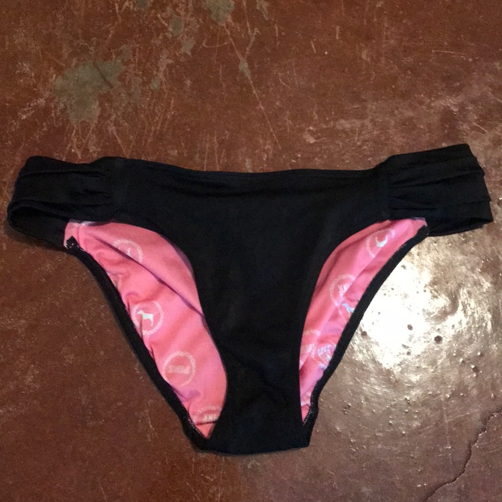 PINK victoria’s secret bikini bottoms. black